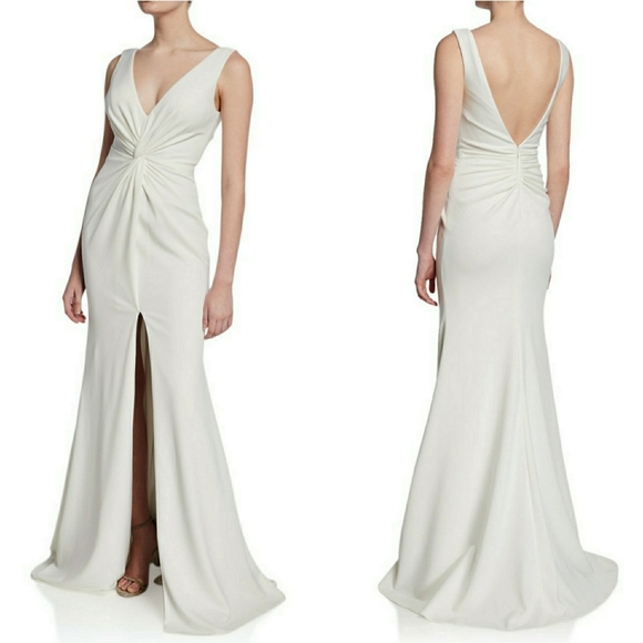 Jovani V-Neck Knotted Sleeveless Mermaid Gown - Picture 2 of 16